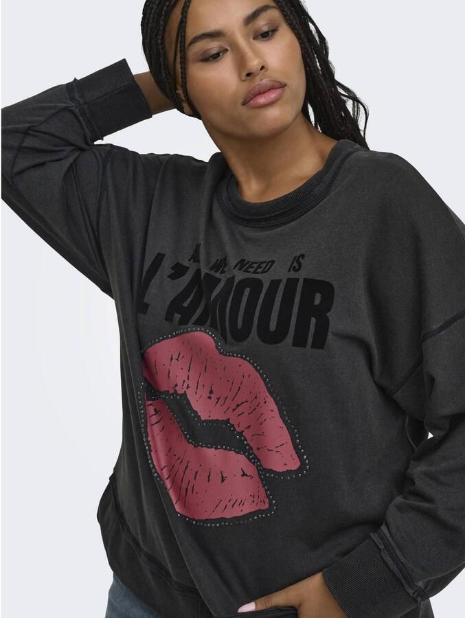 ONLY CARMAKOMA Plus Size sweater met glitters grijs