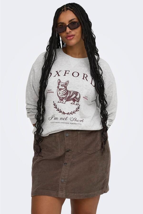 ONLY CARMAKOMA Plus Size sweater met print grijs