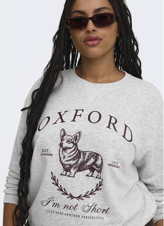 ONLY CARMAKOMA Plus Size sweater met print grijs - Foto 3