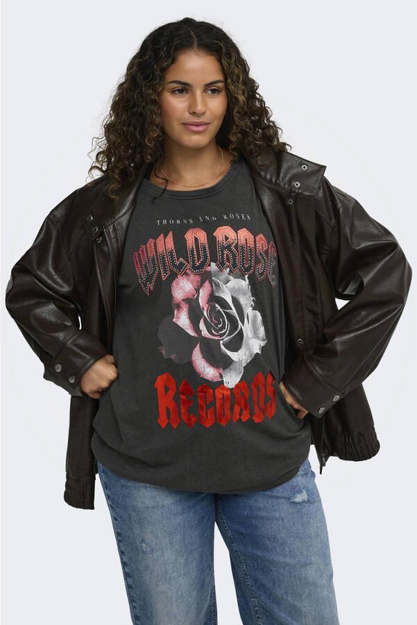 ONLY CARMAKOMA Plus Size T-shirt met print antraciet - Foto 4