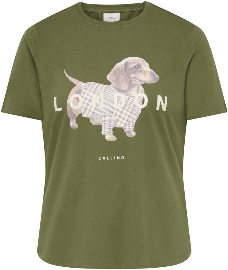 ONLY CARMAKOMA Plus Size T-shirt met print groen