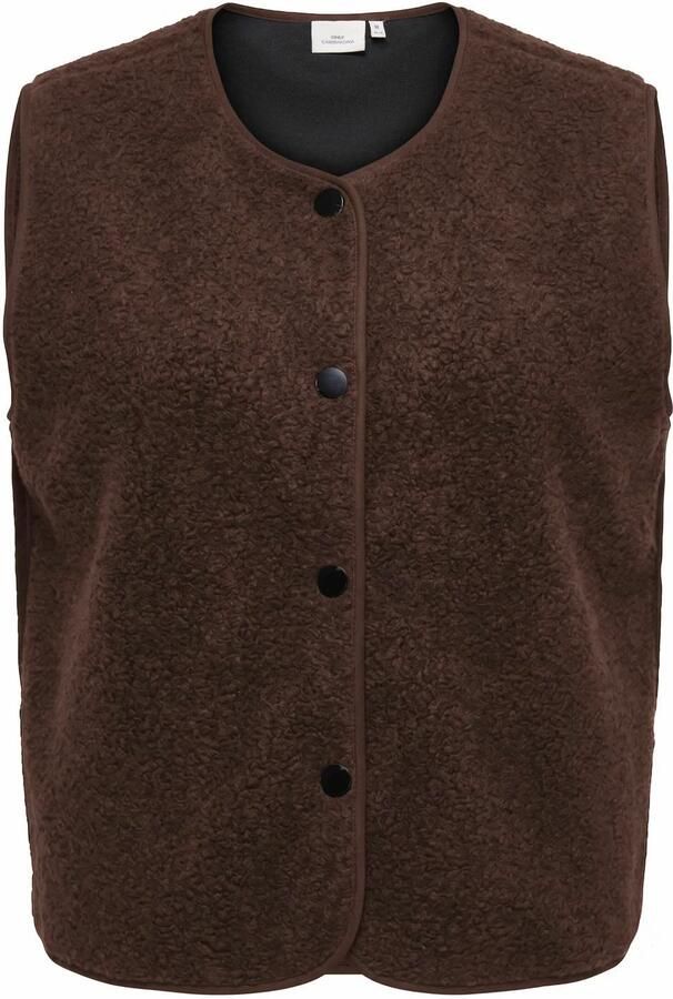 ONLY CARMAKOMA Plus Size teddy gilet donkerbruin - Foto 2