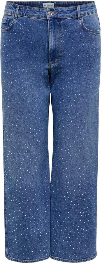 ONLY CARMAKOMA Plus Size wide leg jeans met strass-steentjes medium blue denim