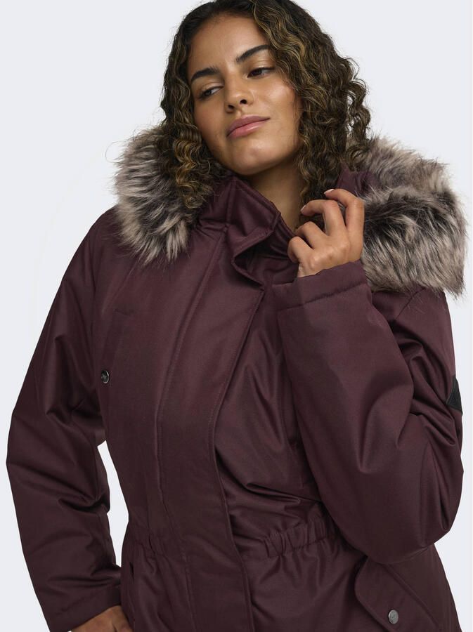 ONLY CARMAKOMA Plus Size winterjas donkerrood