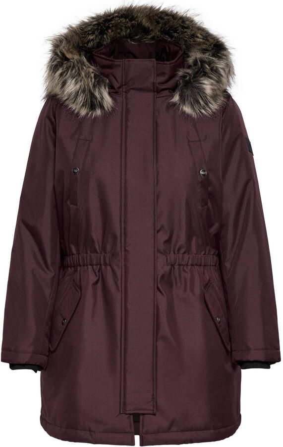 ONLY CARMAKOMA Plus Size winterjas donkerrood - Foto 3