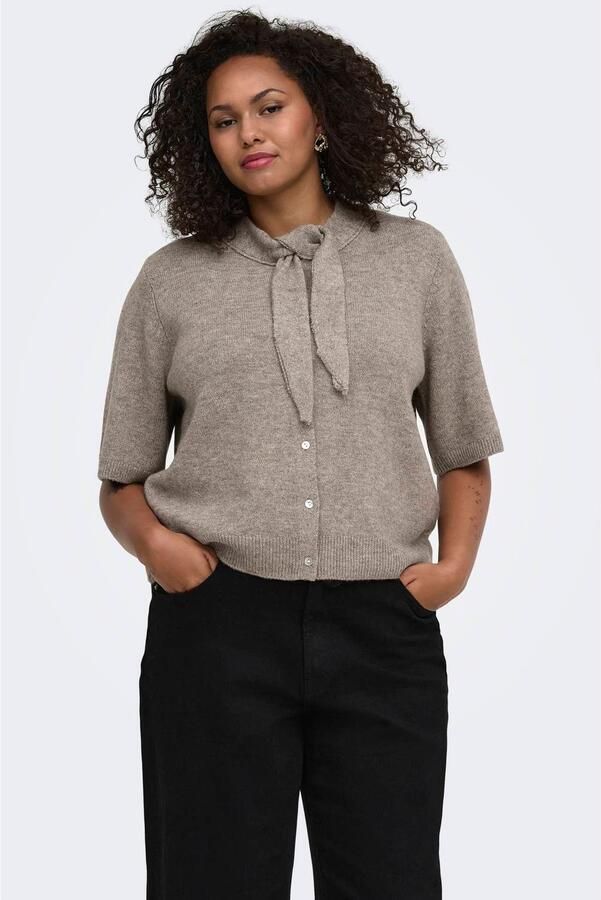 ONLY CARMAKOMA Plus Size wollen gebreide top taupe