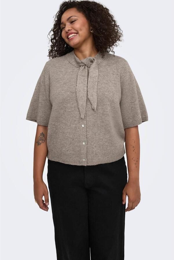 ONLY CARMAKOMA Plus Size wollen gebreide top taupe - Foto 2