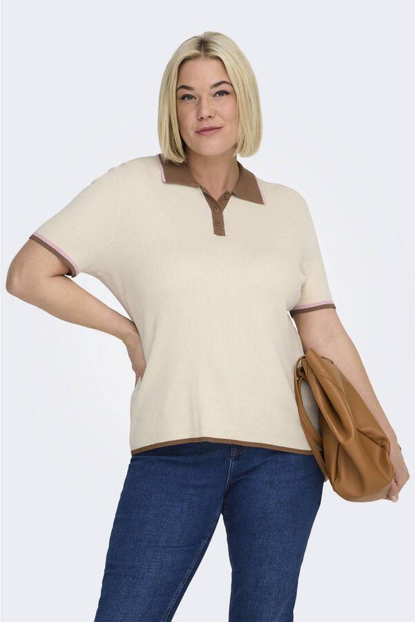 ONLY CARMAKOMA polo ecru gebreid