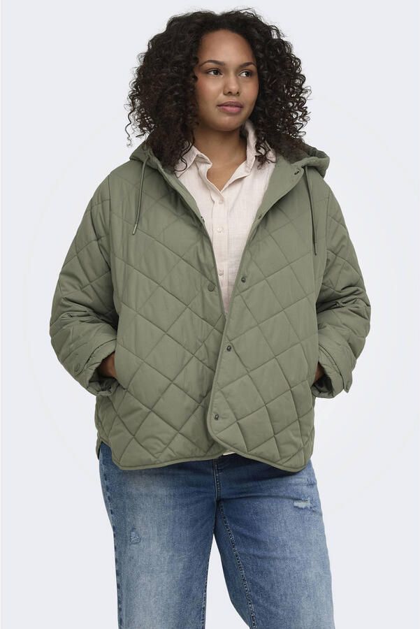 ONLY CARMAKOMA quilted jas Plus Size groen
