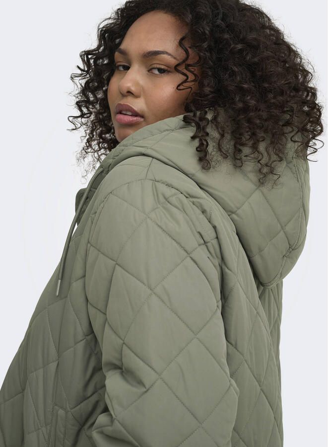 ONLY CARMAKOMA quilted jas Plus Size groen - Foto 2