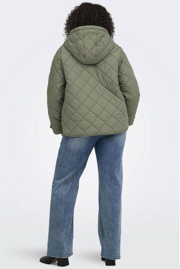 ONLY CARMAKOMA quilted jas Plus Size groen - Foto 3
