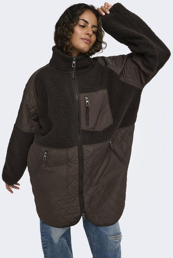 ONLY CARMAKOMA quilted mantel Plus Size donkerbruin