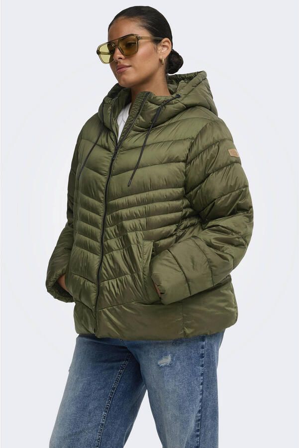 ONLY CARMAKOMA quilted tussenjas Plus Size groen