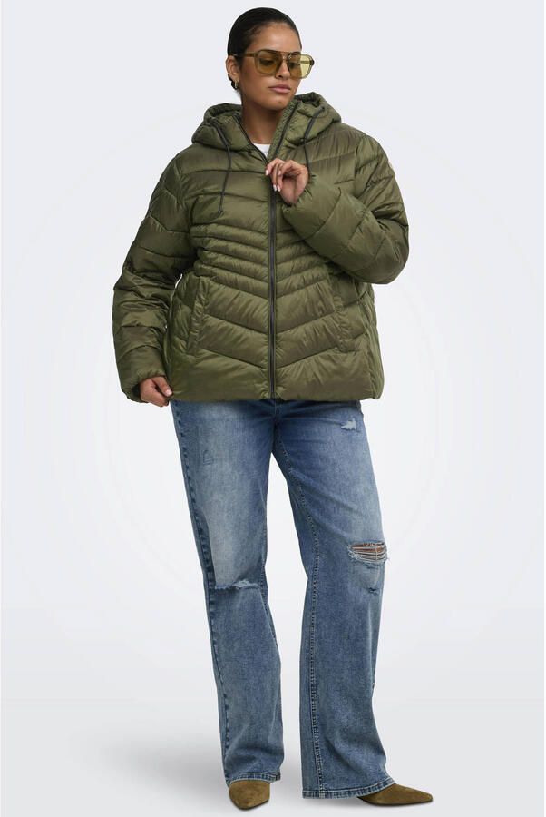 ONLY CARMAKOMA quilted tussenjas Plus Size groen - Foto 2