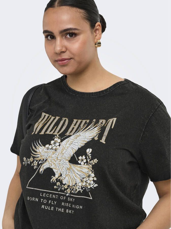 ONLY CARMAKOMA rechtvallend T-shirt Plus Size met print antraciet - Foto 3
