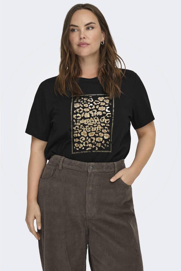 ONLY CARMAKOMA rechtvallend T-shirt Plus Size met print zwart