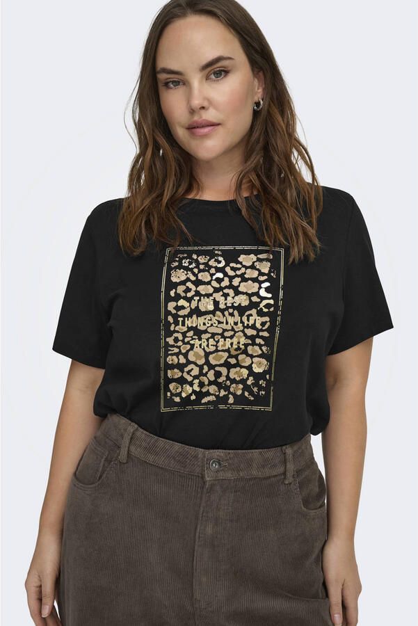 ONLY CARMAKOMA rechtvallend T-shirt Plus Size met print zwart - Foto 3