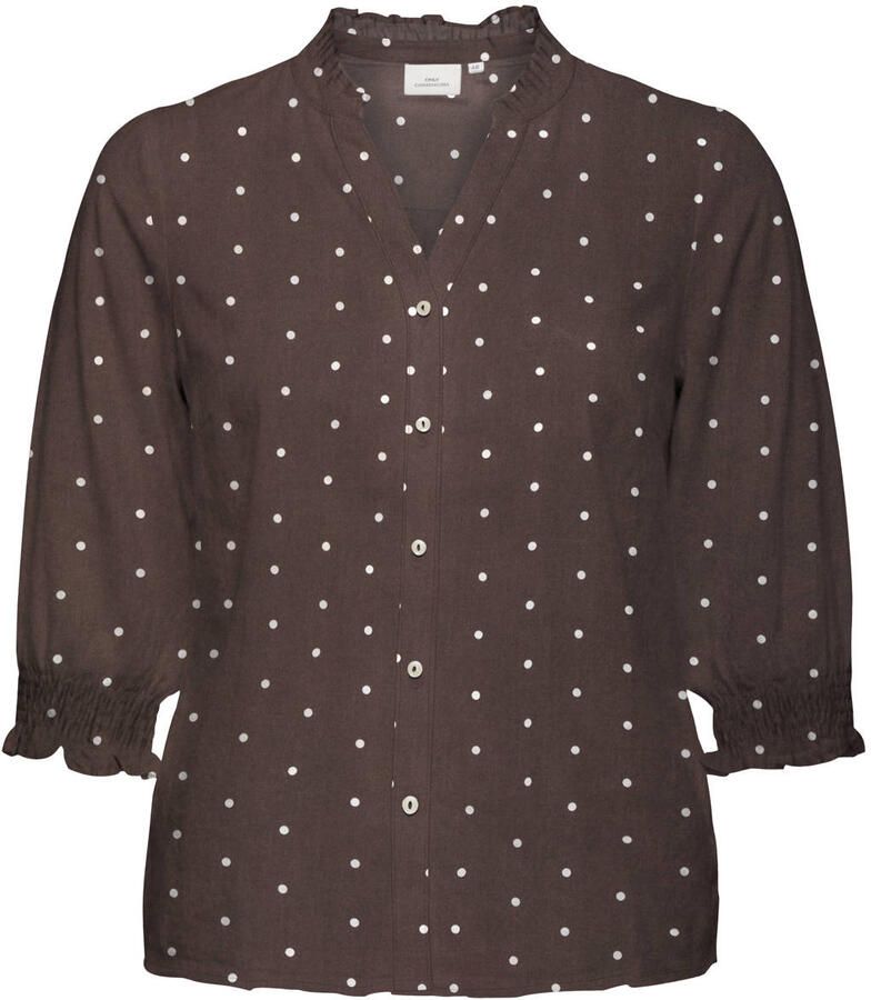 ONLY CARMAKOMA rechtvallende blouse Plus Size bruin