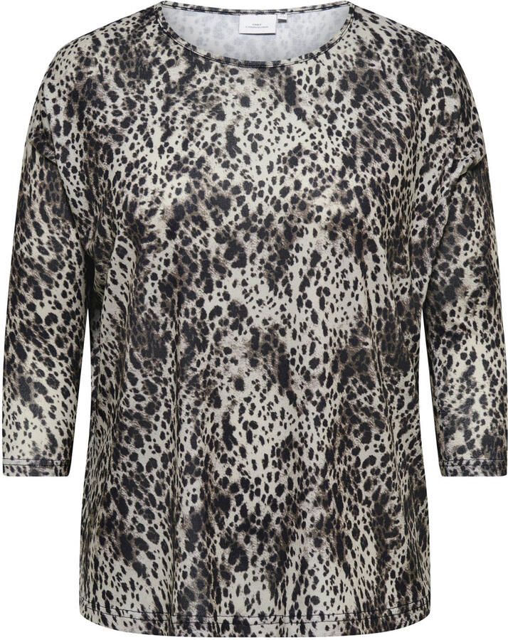 ONLY CARMAKOMA rechtvallende top Plus Size met zebraprint zwart
