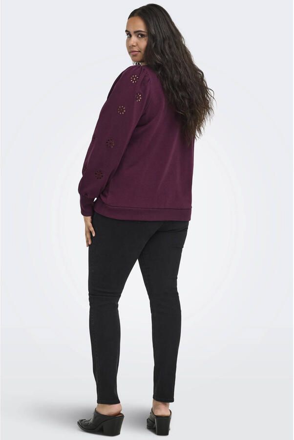 ONLY CARMAKOMA rechtvallende trui met cut-out Plus Size donkerrood - Foto 2