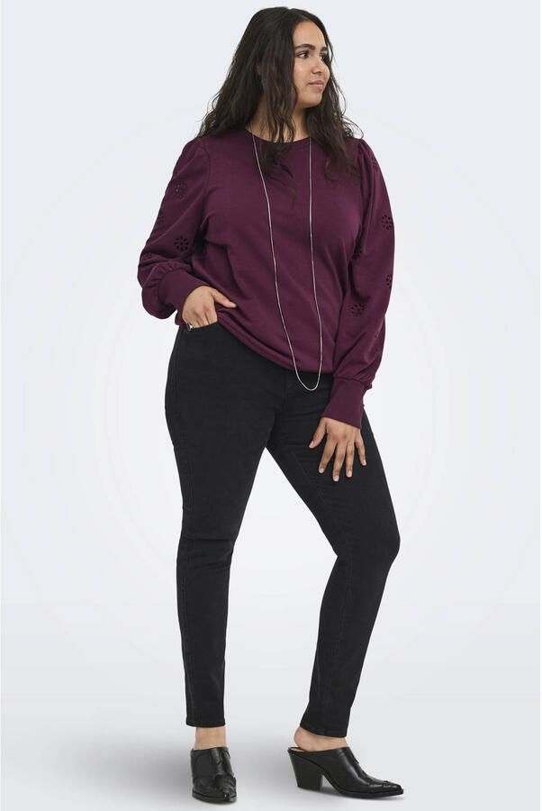 ONLY CARMAKOMA rechtvallende trui met cut-out Plus Size donkerrood - Foto 3