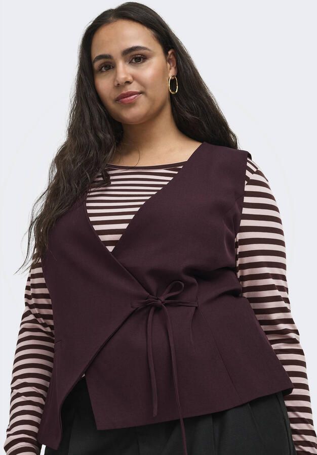 ONLY CARMAKOMA regular fit blazer Plus Size donkerrood - Foto 2