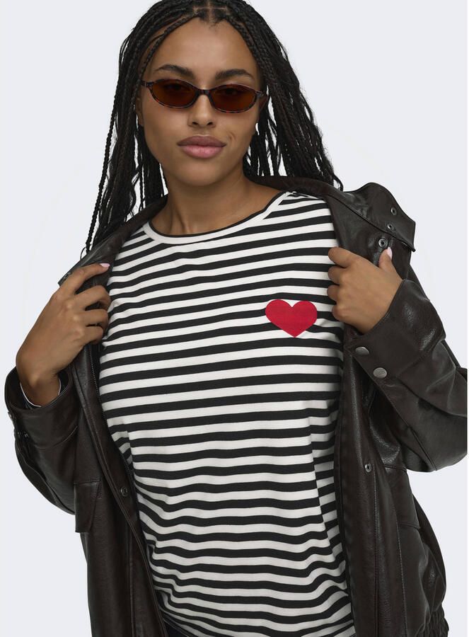 ONLY CARMAKOMA regular fit gestreepte blouse met borduursels Plus Size zwart - Foto 2
