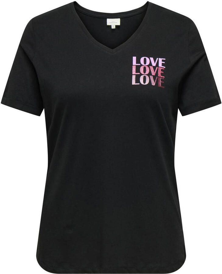 ONLY CARMAKOMA regular fit T-shirt Plus Size met print zwart