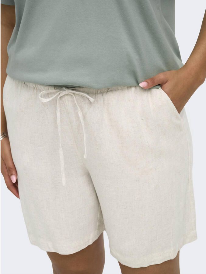ONLY CARMAKOMA regular high waist casual short met linnen beige - Foto 2