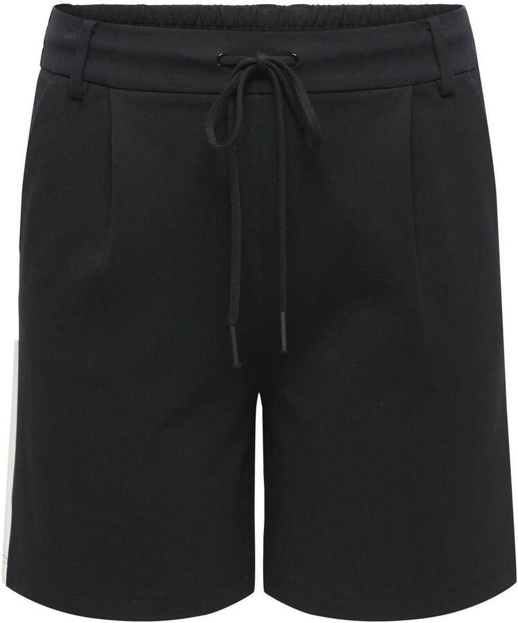 ONLY CARMAKOMA regular high waist gestreepte cargo short zwart - Foto 2