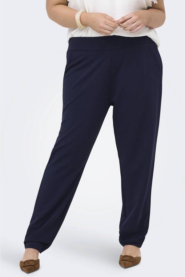 ONLY CARMAKOMA regular waist casual broek donkerblauw
