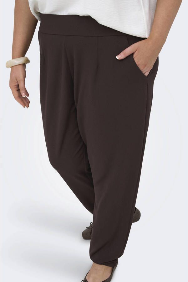 ONLY CARMAKOMA regular waist casual broek donkerbruin - Foto 2