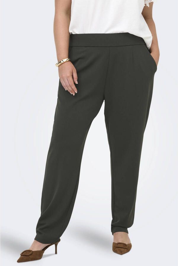 ONLY CARMAKOMA regular waist casual broek donkergroen