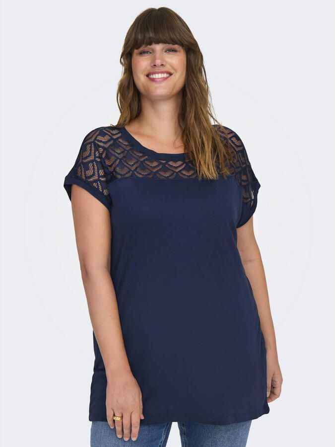 ONLY CARMAKOMA Kanten shirt CARFLAKE LIFE S S MIX TOP JRS NOOS