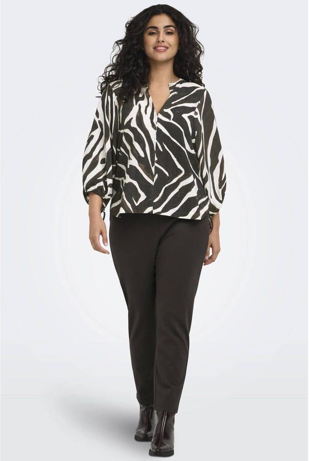 ONLY CARMAKOMA slim regular waist casual broek donkerbruin