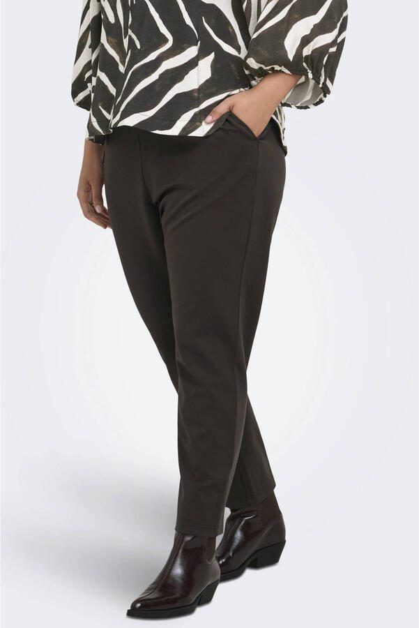 ONLY CARMAKOMA slim regular waist casual broek donkerbruin - Foto 3