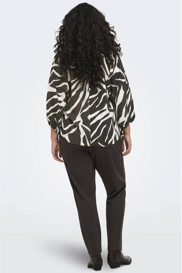 ONLY CARMAKOMA slim regular waist casual broek donkerbruin - Foto 2