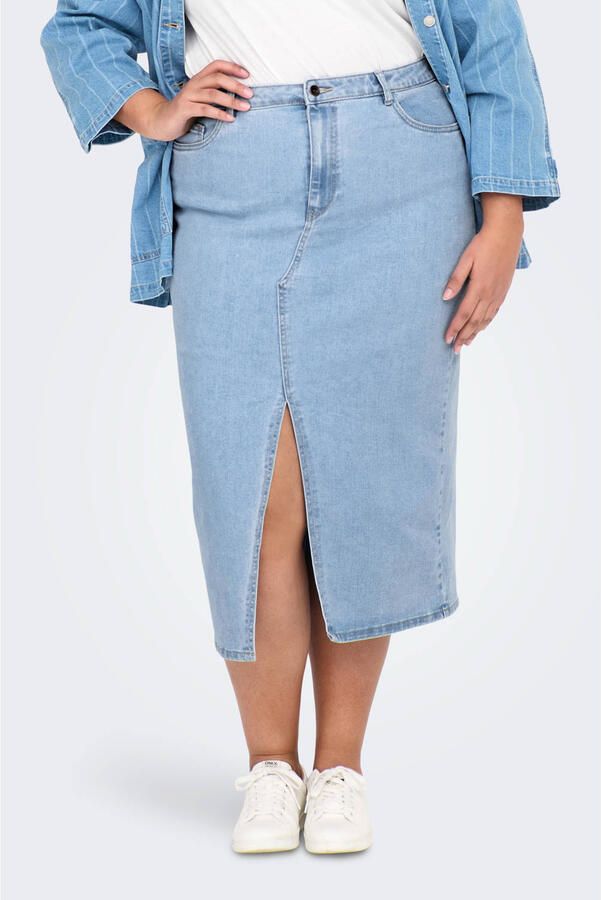 ONLY CARMAKOMA Jeans rok CARSIRI FRONT SLIT SKIRT DNM GUA NOOS