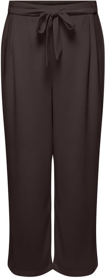 ONLY CARMAKOMA straight high waist casual broek donkerbruin