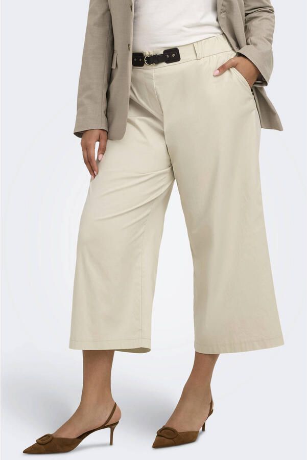 ONLY CARMAKOMA straight high waist casual broek ecru