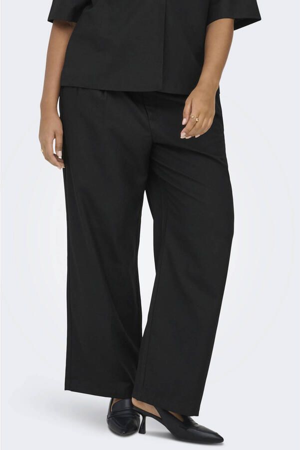 ONLY CARMAKOMA straight leg broek Plus Size met linnen zwart