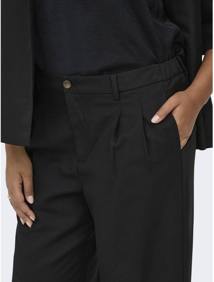 ONLY CARMAKOMA straight leg broek Plus Size met linnen zwart - Foto 2