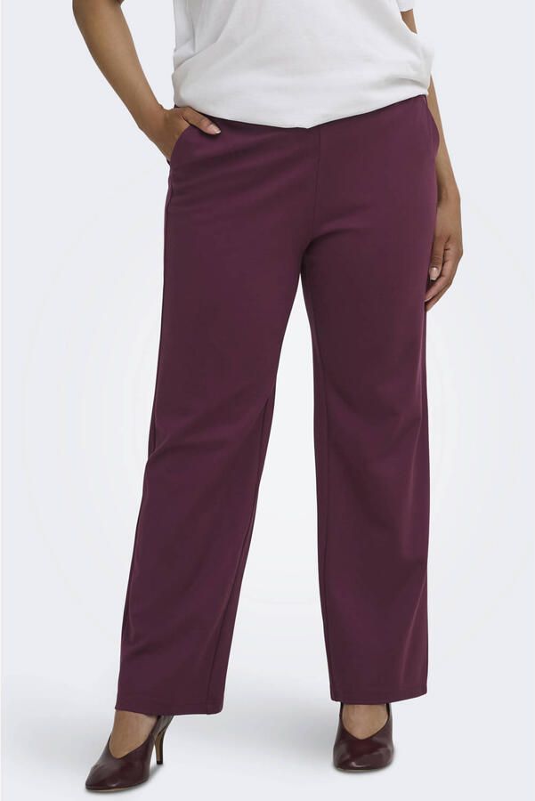 ONLY CARMAKOMA straight leg casual broek Plus Size donkerrood - Foto 2