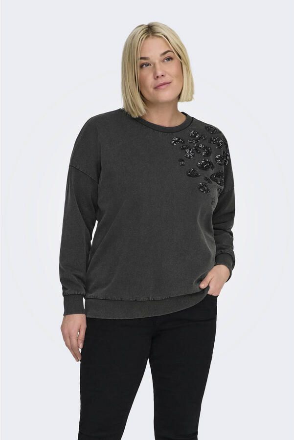 ONLY CARMAKOMA sweater grijs met pailletten