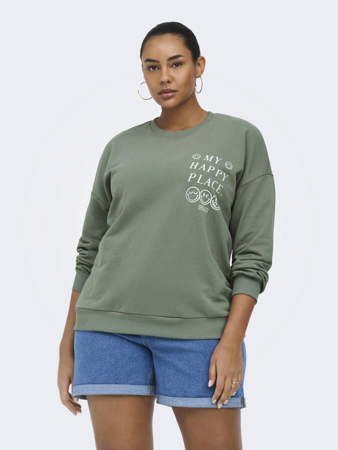 ONLY CARMAKOMA sweater met backprint groen