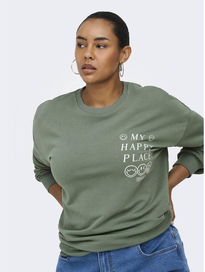 ONLY CARMAKOMA sweater met backprint groen - Foto 2