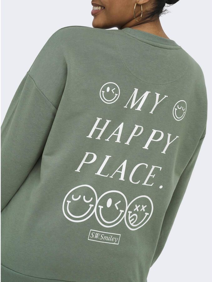 ONLY CARMAKOMA sweater met backprint groen - Foto 3