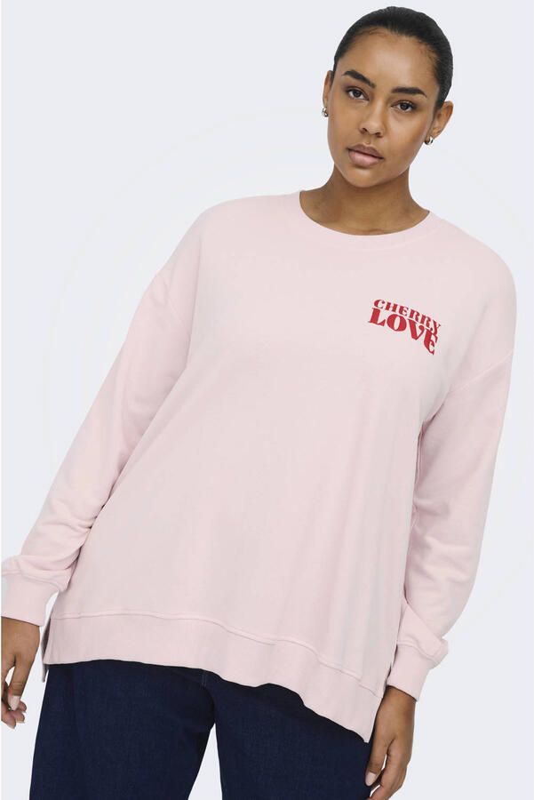 ONLY CARMAKOMA sweater met backprint lichtroze - Foto 3