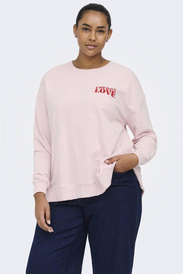 ONLY CARMAKOMA sweater met backprint lichtroze