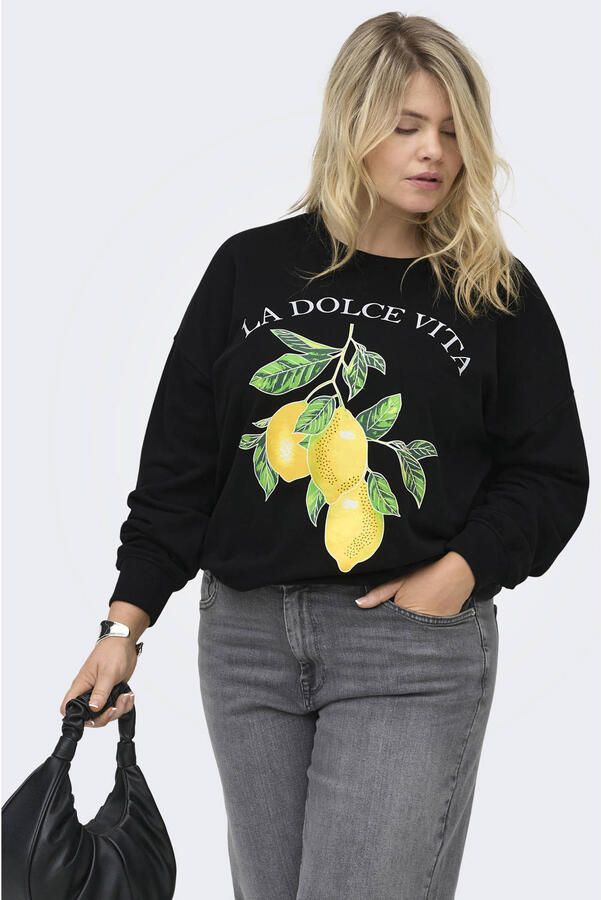 ONLY CARMAKOMA sweater met backprint zwart